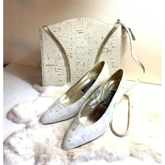 Vintage 80s J Renee Cork Crossbody Bag + Shoes Matching Set